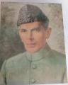 Quaid-e-Azam Portrait -with wooden frame and lamination above. 