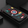 Samsung A10S Marvel Superhero Ironman Spiderman Captain American Print Side Design Square Phone Case Edge Pattern Liquid Silicone Casing Full Cover Camera Shockproof Protection Case. 