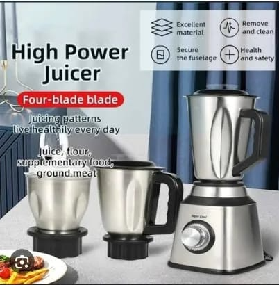 SILVER CREST STAINLESS STEEL 3-IN-1 JUICER BLENDER GRINDER MACHINE: MULTI-FUNCTION JUICER, BLENDER WITH PULSE, AND PRECISION GRINDER FOR FRUITS, VEGETABLES, COFFEE BEANS, NUTS, AND SPICES