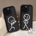 White Matchstick Men Case Compatible For IPhone 15 14 11 12 13 Pro Max 7Plus XR 6s 15 8 6 7 Plus X XS Max SE 2020 Couples Angel Eyes Cover. 