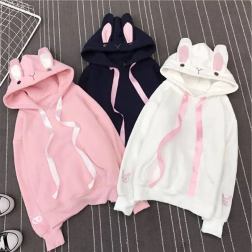 Ladies Hoodie Pullover Embroidery Bunny Design Pullover Sweatshirt Daraz.pk