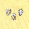 Bubble Tea Enamel Pin Cat Sloth Little Horse Brooch Bag Clothes Lapel Pin Badge Cartoon Animal Jewelry Gift for Kid Friend. 
