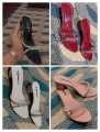 Women's See-Through Wedge Sandals with Lucite Heel and Minimalist Design. 