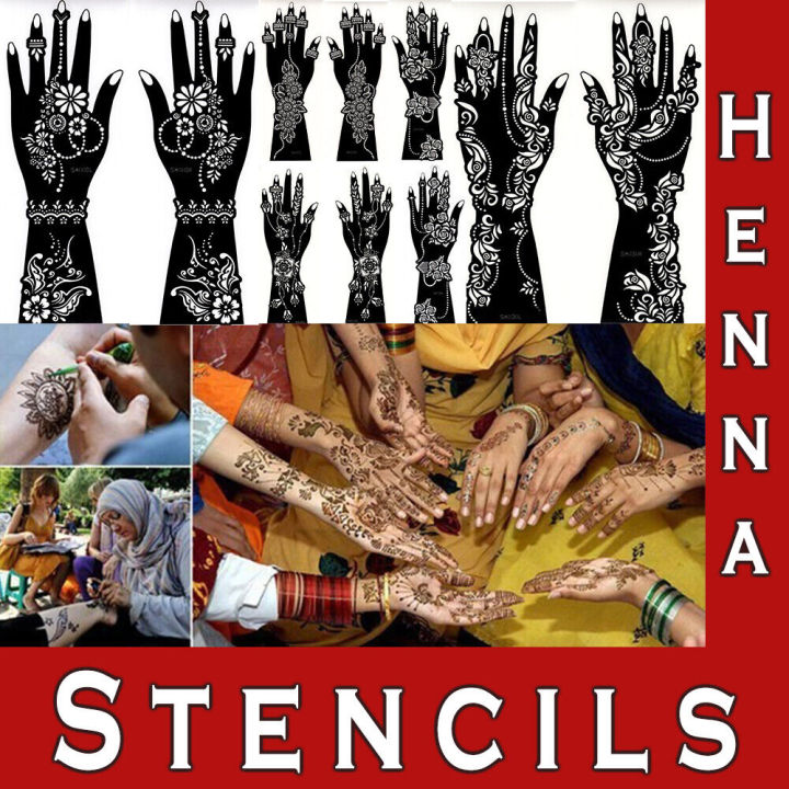 Henna%20Template%20Hand%20Large%20Temporary%20Tattoo%20Stencil%20Mandala%20Mehndi%20Flowers%20Lace%20-%20Image%204