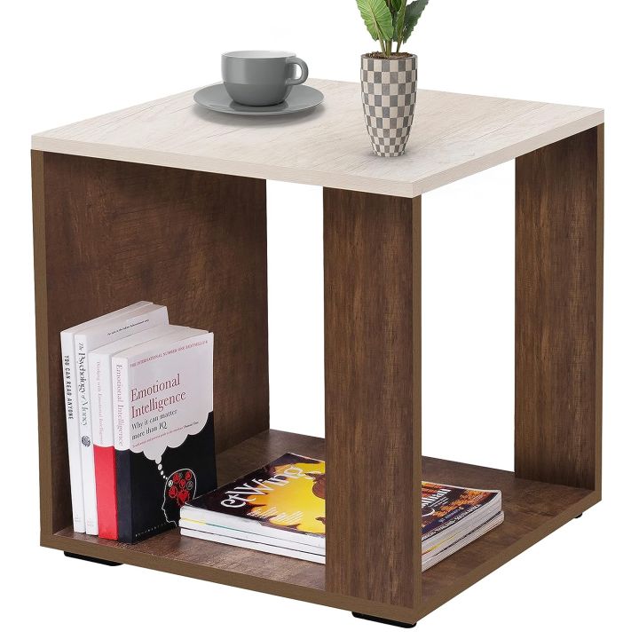 Wooden Center Table, End Sofa Side Table, Bedside Table, Corner Coffee Table with Solid Finish Space Saving Furniture with Storage for Living Room, Bedroom