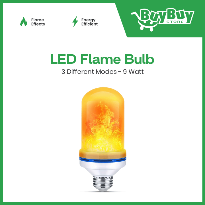LED Flame Effect Light Bulbs with 4 Mode Upside Down Effect - 9W  Flicker Flame Light Bulb E26/E27 Base - Flickering Light Bulb Orange Fire Light Flame Bulb