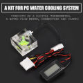 Pc 3 Way Flow Meter Digital Thermometer, Computer Water Cooling System Kit with Two Connectors andwith Pagoda Clip. 