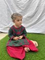 bottle green dress. 