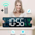 Large LED Digital Wall Clock with Remote Temp Date Week Display Dual Alarms Power Off Memory. 