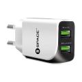 Space Dual USB Port Wall Charger - WC110. 