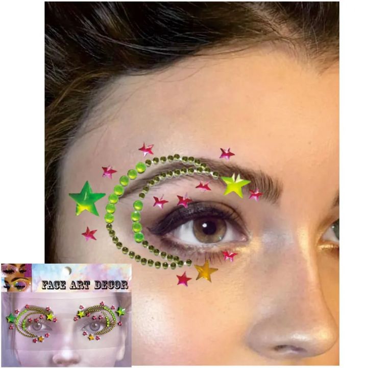 【Good-Love Store】FG25  Small Eyeliner Jewels Makeup Sticker with Star Gems, Rainbow festival, party, carnival makeup