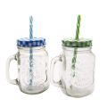 Mason Glass Jar With Straw Mocktail. 