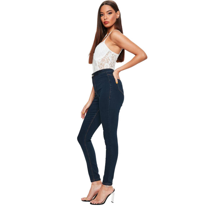Exported Quality Dark Blue vice High Waisted Skinny Jeans Pant For
