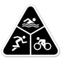 Triathlon Run Bike Swim car bumper sticker - SIZE 4" x 4". 