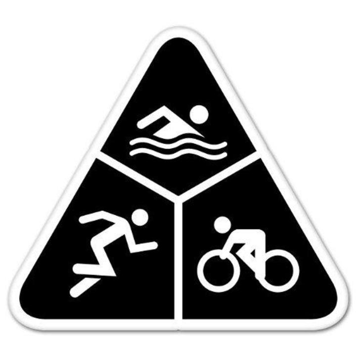 Triathlon Run Bike Swim car bumper sticker - SIZE 4" x 4"