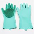 Silicone Gloves with Wash Scrubber,Latex free,household cleaning gloves. 