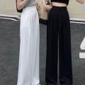 Womens Wide Leg Pants Straight Leg High Waisted Office Loose Long Pants XL White. 