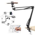 Overhead Tripod  Articulating Arm Phone Holder mount, Lazy tripod Video Webcam Arm Stand for Baking Crafting Demo Videos/Live Streaming makeup sketching vlog or blog tripod stand. 