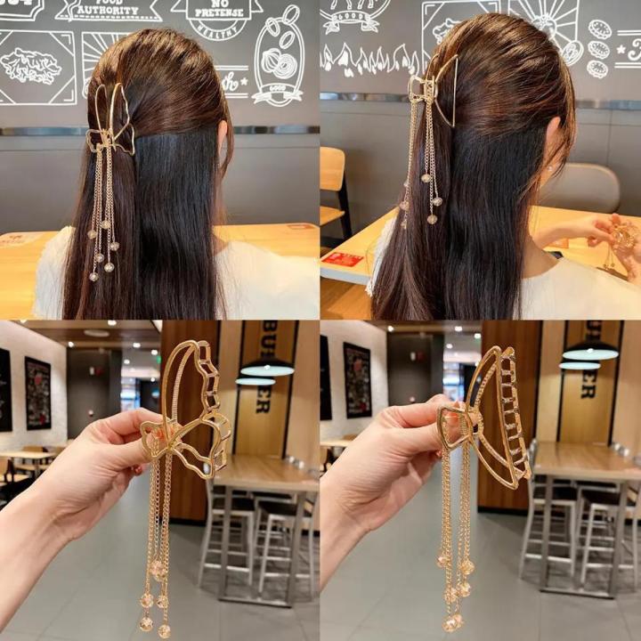 Metal Gold Crystal Hair Catcher Women Vintage Tassel pendant Hair Clips Headband Hair Accessories