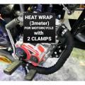 Thermal Heat Exhaust Bend Pipe Wrap + 2 CLAMPS for fitting Universal 3 meter Length. 