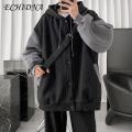 ECHIDNA Couple Coat Single Breasted Drawstring Hood Sweatshirt Coat. 