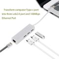 USB Type C To USB RJ45 Ethernet Lan Adapter Hub Cable For MacBook PC. 