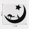 【DIV MALL】14.7X12.9CM Decal Arab Moon Stars Camel Desert Bedouin Car Stickers Black Silver. 