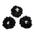 Elegant Black Artificial Flowers - 1.8 Inch Diameter, Pack of 3. 