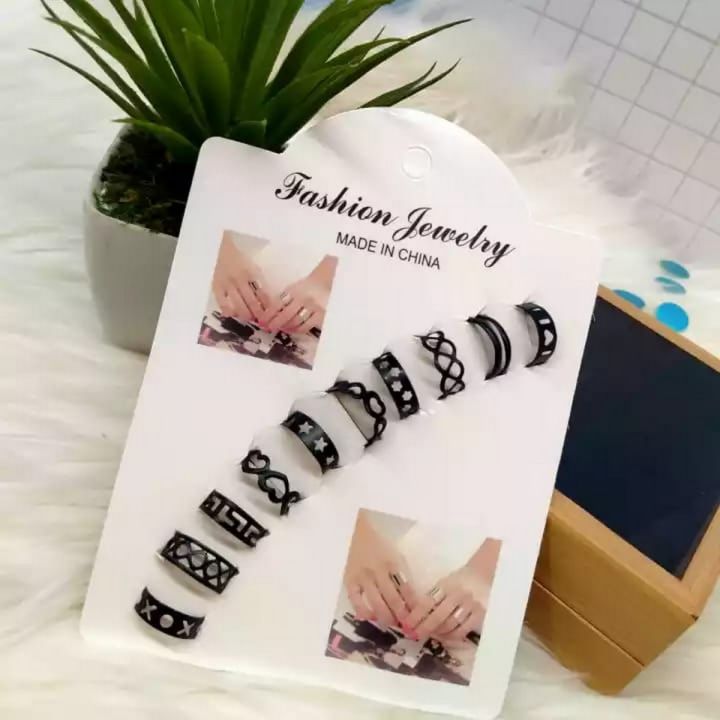 10 pcs/set Golden/black Ring set women Wedding Anniversary rings for girls