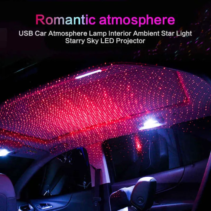 LED Car Roof Star Night Light  Projector Atmosphere Galaxy Lamp  Adjustable Multiple Lighting Effects Red