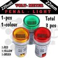 Round Digital Panel Voltage Meter Digital Voltage Monitor Indicator Light AC 220V 22mm, Warning Light, Red, Yellow, Green. Good Quality.. 