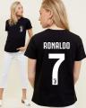Black Cotton Ronaldo 7 Number T Shirt for Her. 