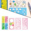 7Pcs Geometric Drawings Templates DIY Crafts for School Building Studying. 