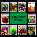 Pack of 10 Packets  All different Spring Summer Season Flower Seeds. 