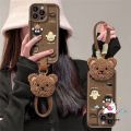 Fixed Borehole Bear Lanyard Case for Redmi 13 12C 13C 12 A1 10C 9T 9 10A 9C NFC 9A A2 Note 13 11 10 12 9 10s 8 11s Pro Max Poco M3 C40 C65 Cartoon Coffee Cookies Cute 3D Doll Case. 