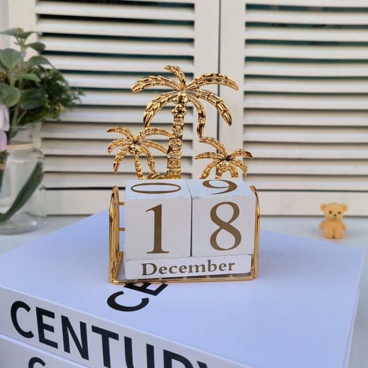 Iron Crafts Desktop Calendar Simplicity Perpetual Wood Desk Calendar Desk Decor Blocks Office