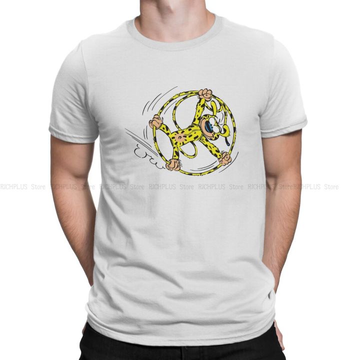 Gaston Lagaffe Comic T-Shirt Marsupilami Rolling In Tail Elegant Polyester T Shirt Leisure Men Tee Shirt Ofertas Big Sale