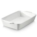 Techmanistan 13.5" Long Rectangular Stripped Ceramic Tray, Oven Safe Ceramic Dish, Baked Rice Baking Tray Cake Tray Pizza Oven Dinner Plate Korean Bowl, Ceramic Baking Dish, Porcelain Baking & Serving Dish, Baking Pan Casserole Dish, Lasagna Pan. 