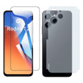 Xiaomi Redmi 12 Tempered Glass Screen Protector Premium High Quality Polish Glass + Back Protector Carbon Fiber Matte Soft Skin Sheet For Redmi 12. 