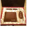 CUSTOMIZE BROWN LEATHER NAME  WALLET FOR MEN , KEYCHAIN & PEN (PERFECT GIFT TO SEND YOUR FATHER , HUSBAND , FIANCE OR ANY ONE). 