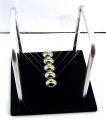 Large Hand Made Newton Cradle for Sale in Pakistan, Best Newton Cradle with Experiment / Explanation of Energy Transfer with Pendulum Balls used as a Desktop Toy, Office Toy, Office Desk Made with Wood Plate, Aluminium Pipe and Stainless Steel Balls. 