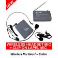 Wireless Headgear + Collar Microphone -  Lapel Mic (SH-600). 