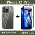 Apple iPhone 13 Pro Tempered Glass HD 9D Curved Glass Protector Edge To Edge Full Glue + Back Hydrogel Soft Film jell Protector Sheet For Apple iPhone 13 Pro. 
