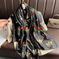 In summer, the big-name high-end mulberry silk silk scarf women's print elongated shawl is worn with an imitation silk scarf sand. 
