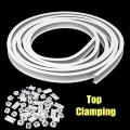 4m White Plastic Pvc Curtain Track Runner Rail Wall Ceiling Mounted Fixing Hooks#Top clamping. 