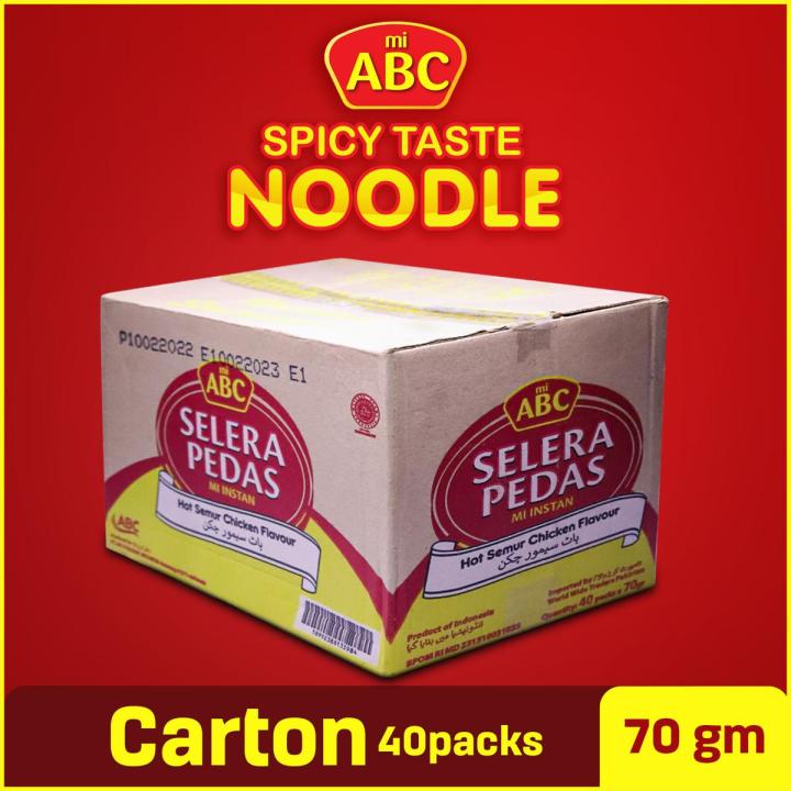 Abc Noodles - Indonesian Noodles  - Instant Noodles - Hot And Spicy Noodles - Instant Fried Noodles - Flavour Noodles  - Fiery Noodles -  Abc Noodles 40 Selera Pedas -    Flavour Noodles In One Pack -  Instant Spicy Noodles Carton Pack (Pack of 40)