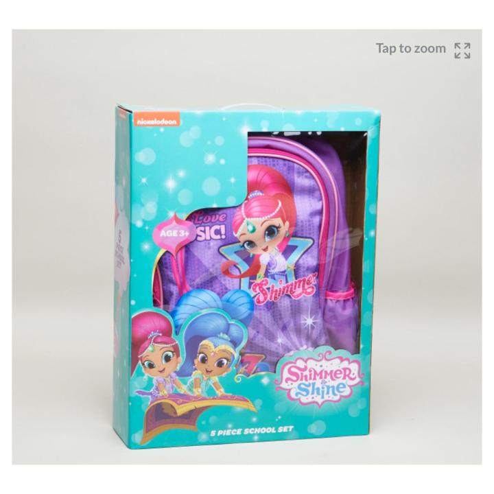 Shimmer & Shine 5 Piece School Backpack Set School Bag Lunch Bag Water Bottle Lunch Box Pencil Box Stattionery Box