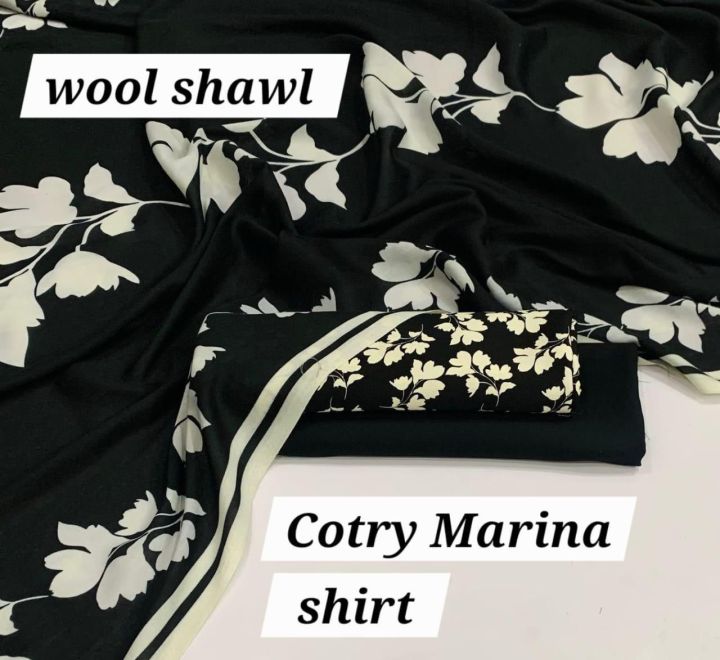 🌸 Imported Marina Unstitched 3-Pc Dress – Printed Shirt & Trouser ...