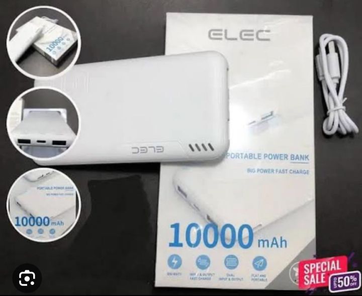 10000 MAH Power bank with 2 USB charging ports gives fast charging experience to iPhone Samsung Xiaomi Infinix Tecno Oppo Vivo Oneplus Realme Redmi And Other All Android