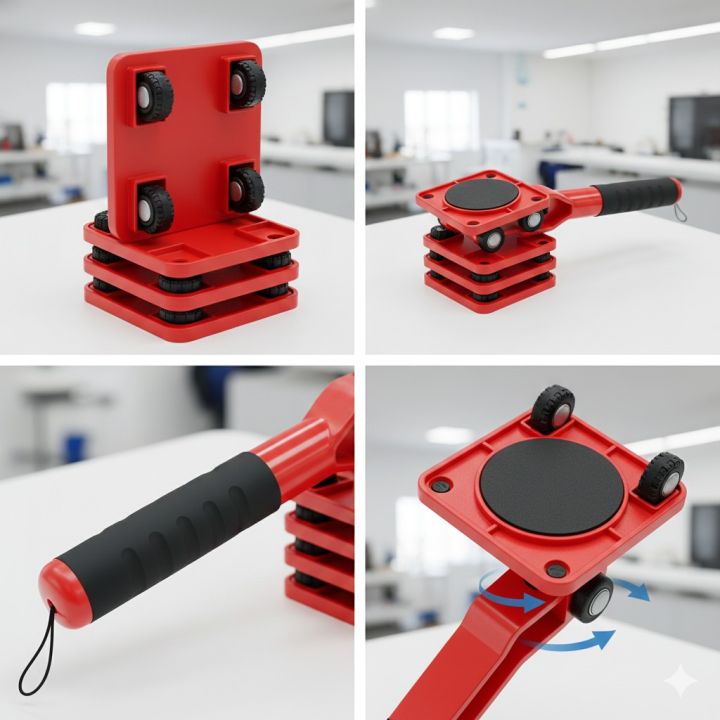 Furniture Moving Tool Set with Lifting Lever & 4 Heavy Duty Roller ...